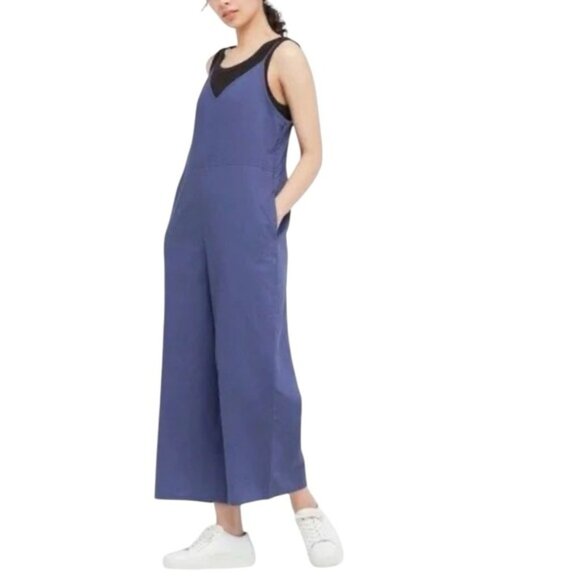 Uniqlo linen blend sleeveless wide leg cropped romper Sz XS excellent condition - Picture 2 of 15